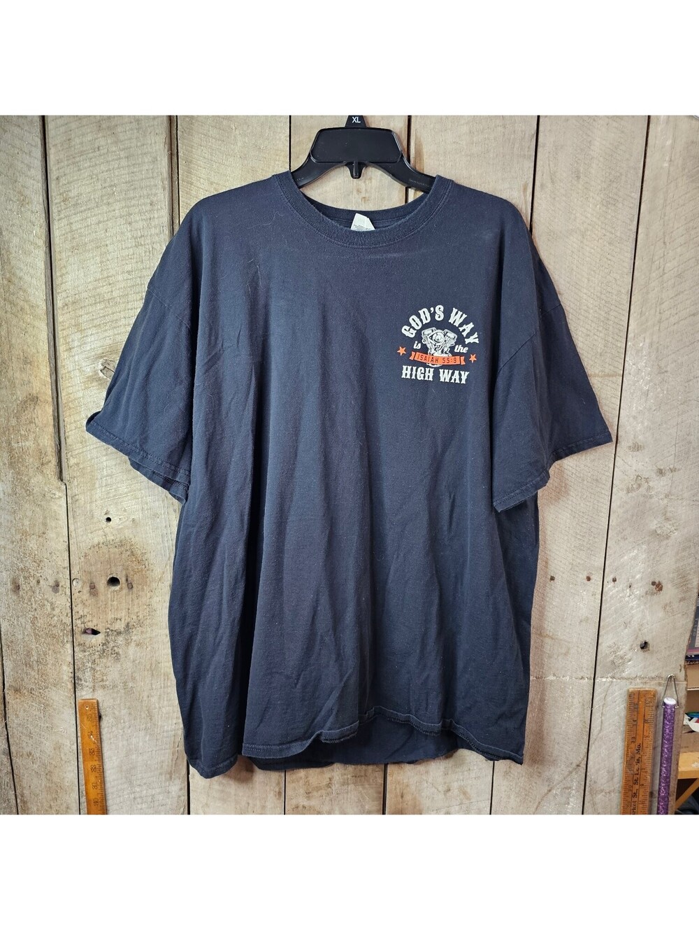Fruit of the Loom Men's XL Black God's Way is the High Way Motorcycle T-Shirt